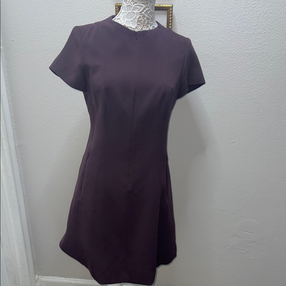 Theory Dark Purple Short Sleeve Mini Dress